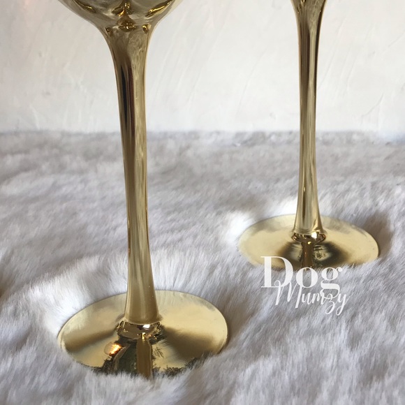 4 Luxe Habitat Yellow Gold Jewel Shaped Wine Glass Box Set - Picture 3 of 5